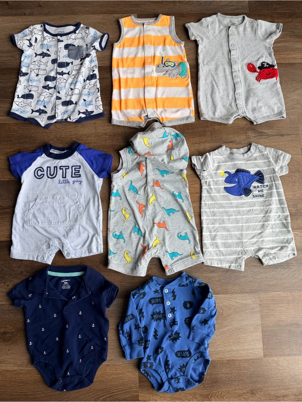CARTER’S | Baby Boy Romper Bundle | Summer Outfits | Onesies Bodysuits Set